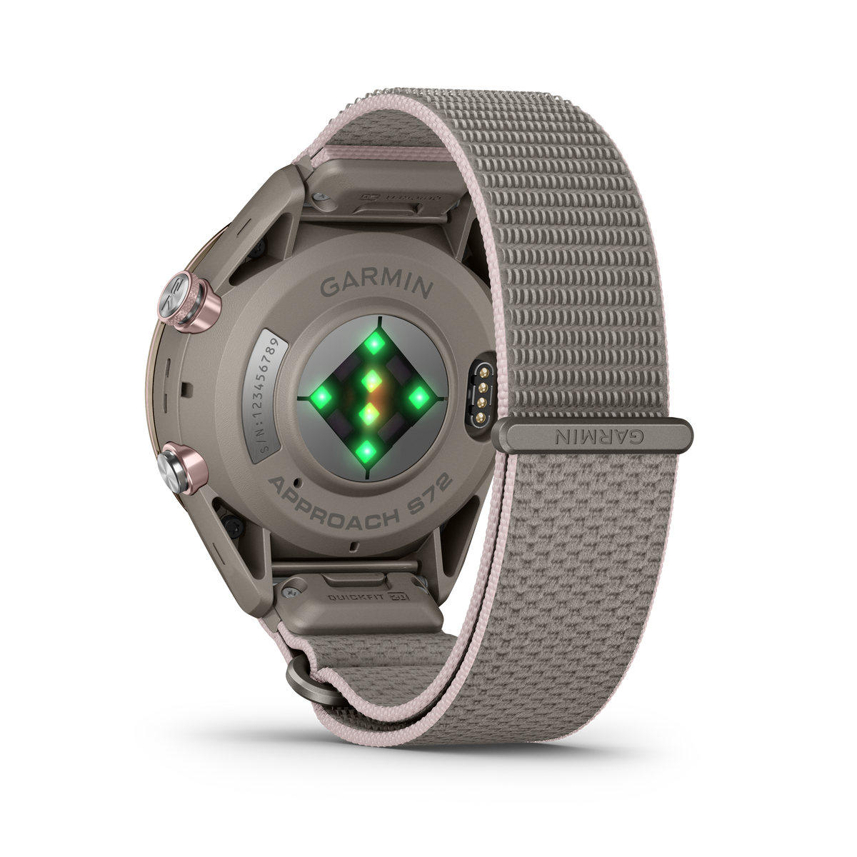Garmin Approach S72 43 mm French Grey/Blush Pink – baksida