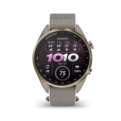 Garmin Approach S72 43 mm French Grey/Blush Pink – framifrån