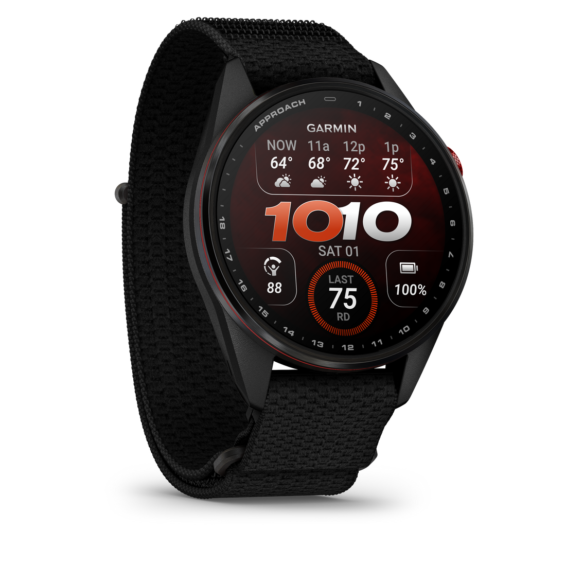 Garmin Approach S72 47 mm Black/Red – framifrån höger